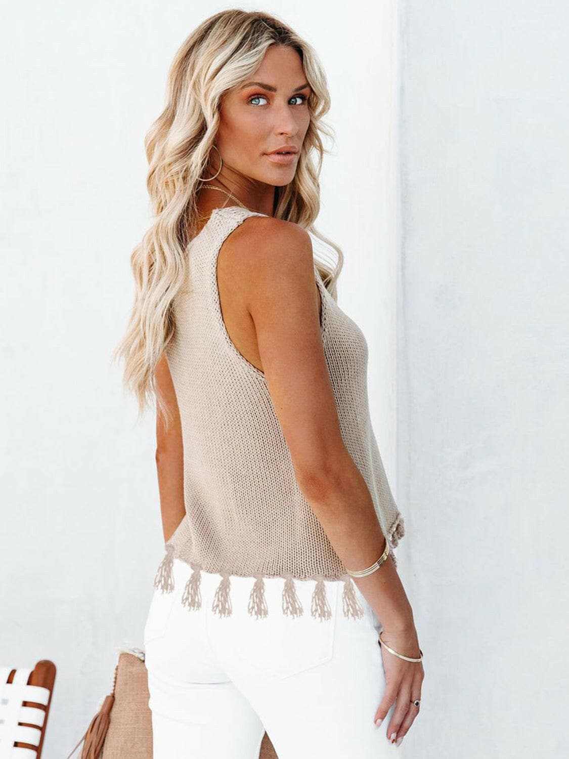 Chic cutout tank with tassels - Love Salve 