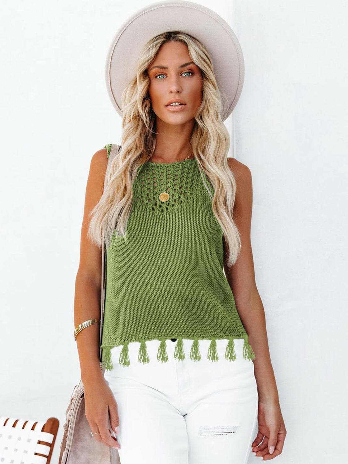 Chic cutout tank with tassels - Love Salve 