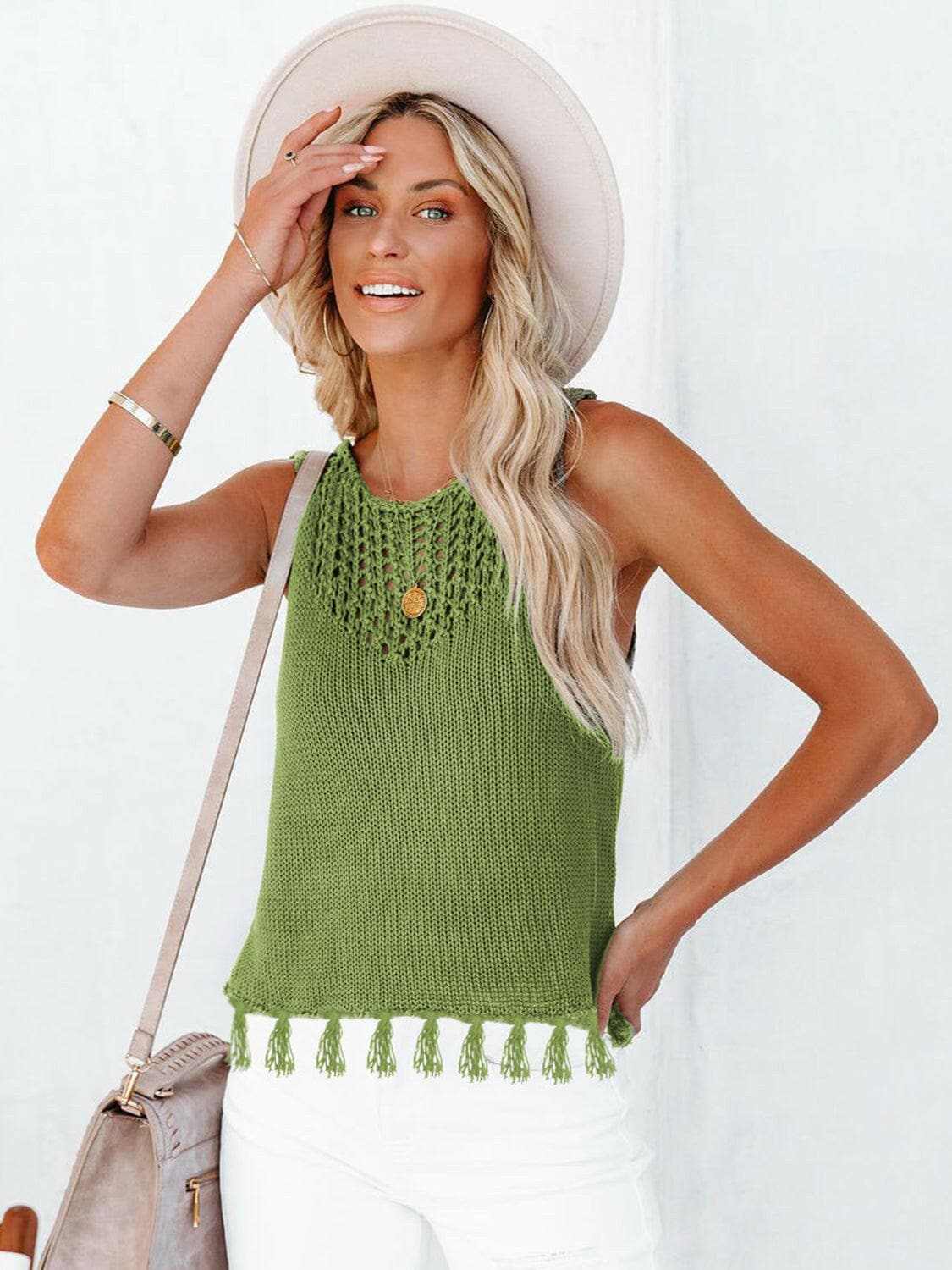 Chic cutout tank with tassels - Love Salve 