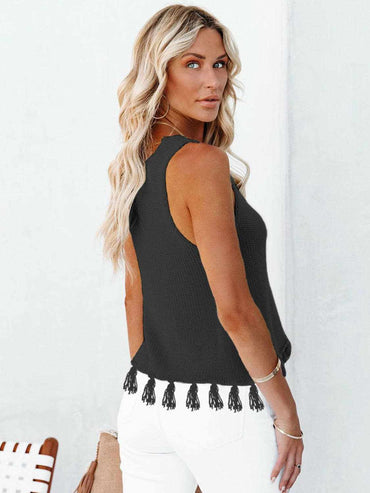 Chic cutout tank with tassels - Love Salve 