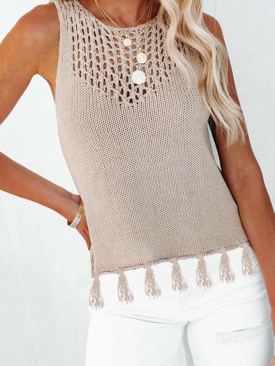 Chic cutout tank with tassels - Love Salve 