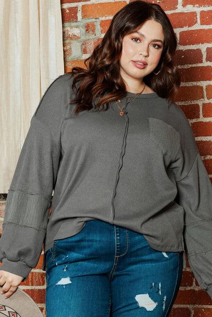 Chic dark grey plus size top - Love Salve 