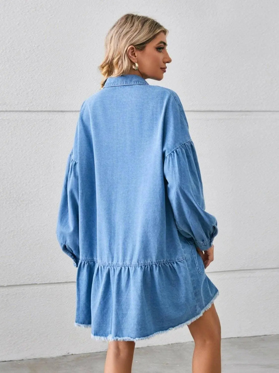 Chic denim dress with pockets - Love Salve 
