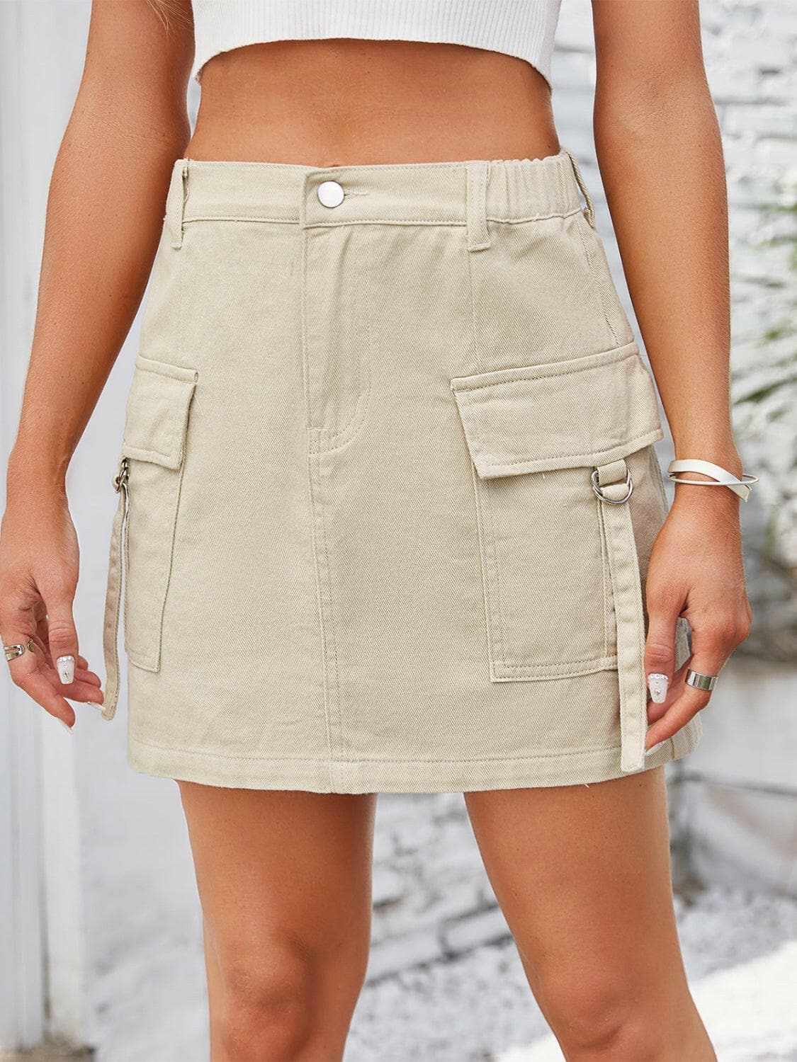 Chic denim skirt with pockets - Love Salve 