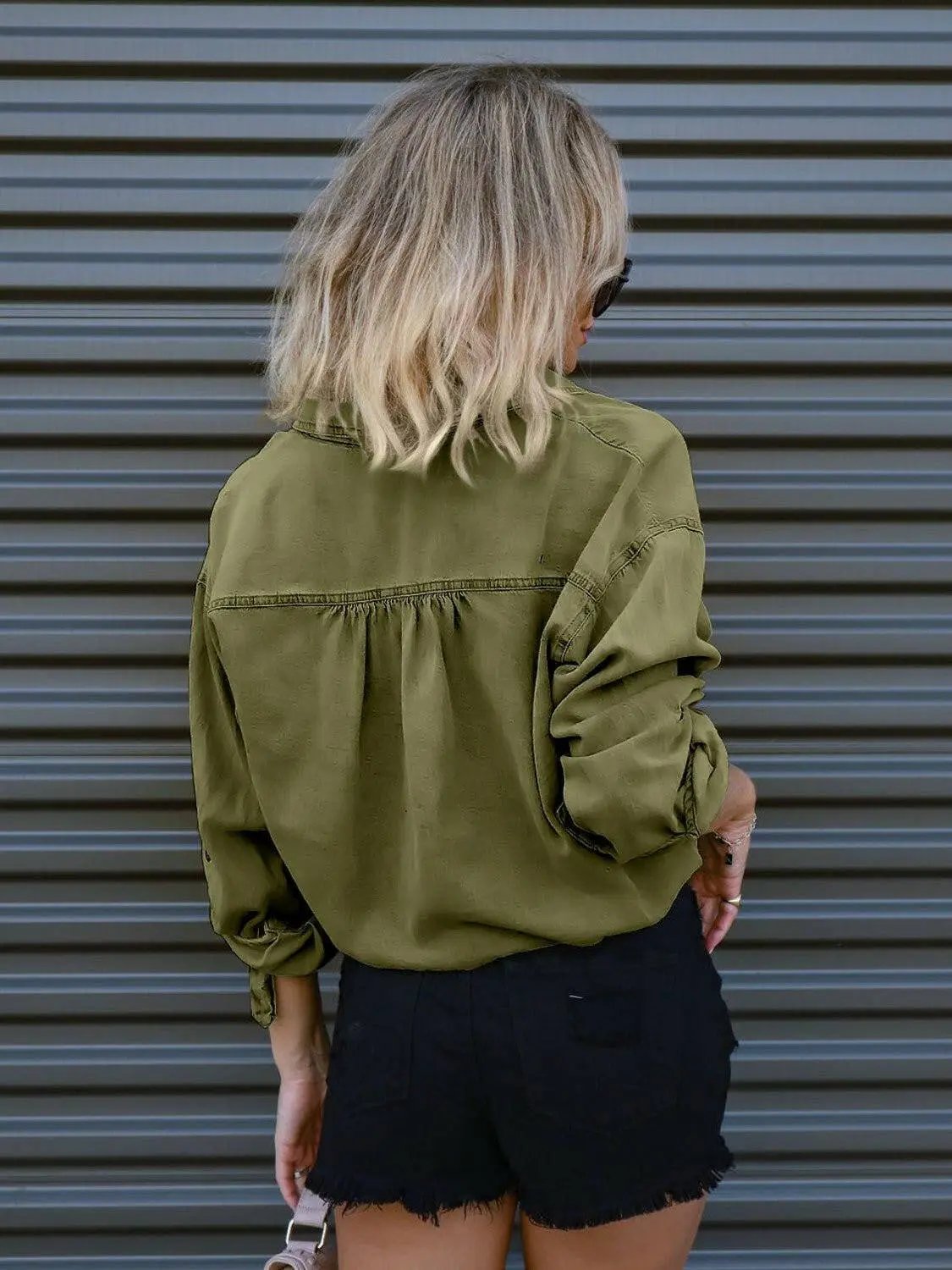 Chic denim top with pockets - Love Salve 