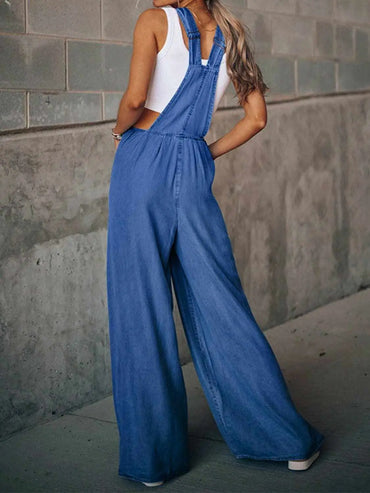 Chic distressed wide leg jumpsuit - Love Salve 