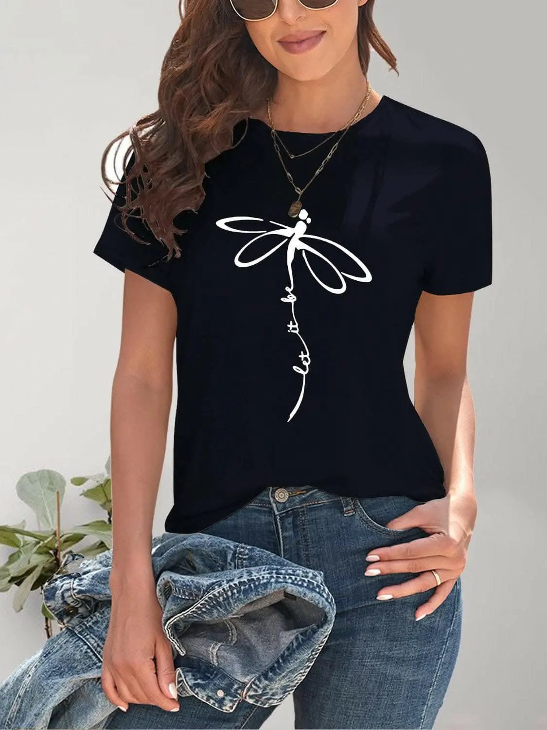 Chic dragonfly graphic tee - Love Salve 