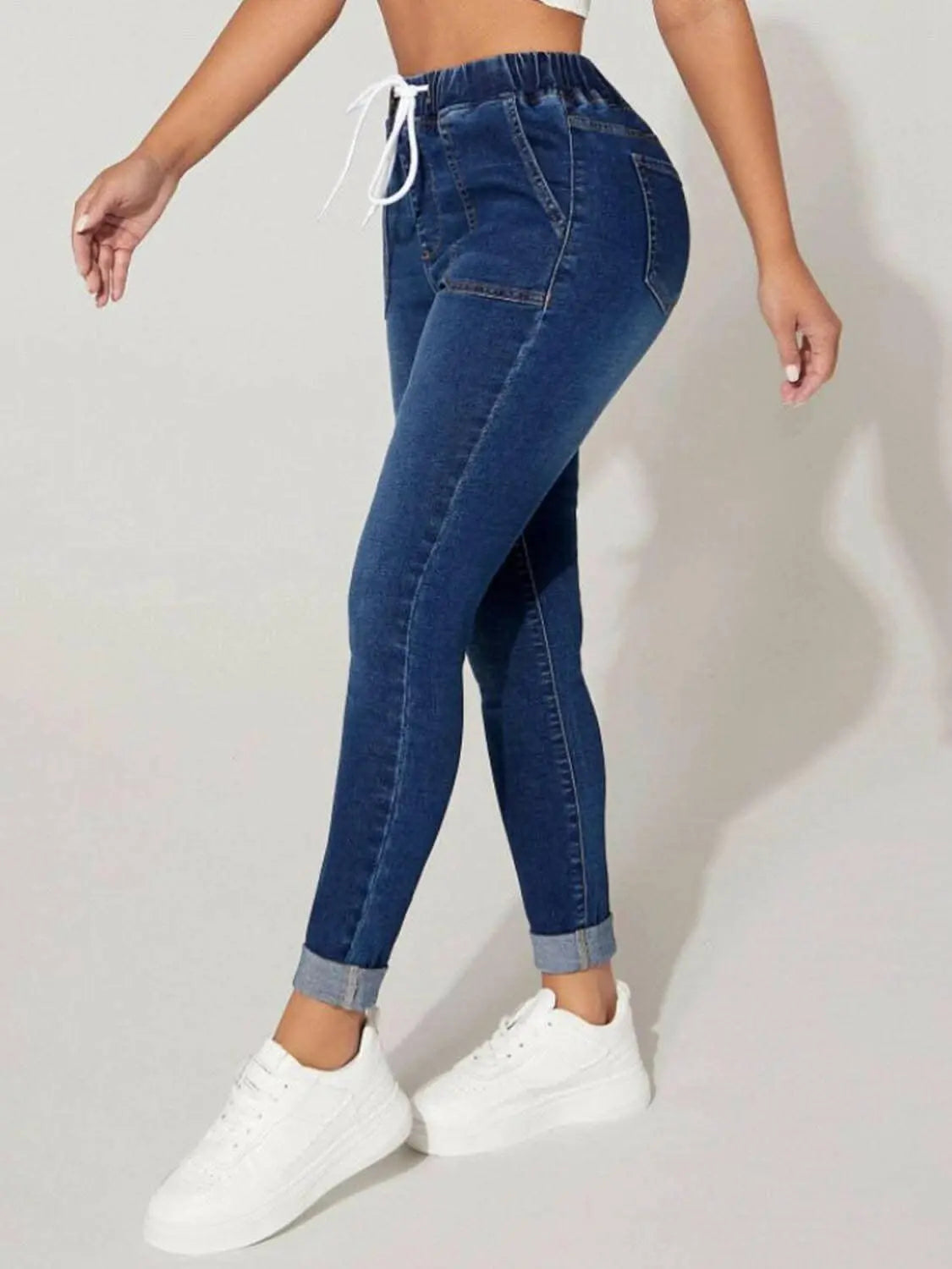 Chic drawstring cropped jeans - Love Salve 
