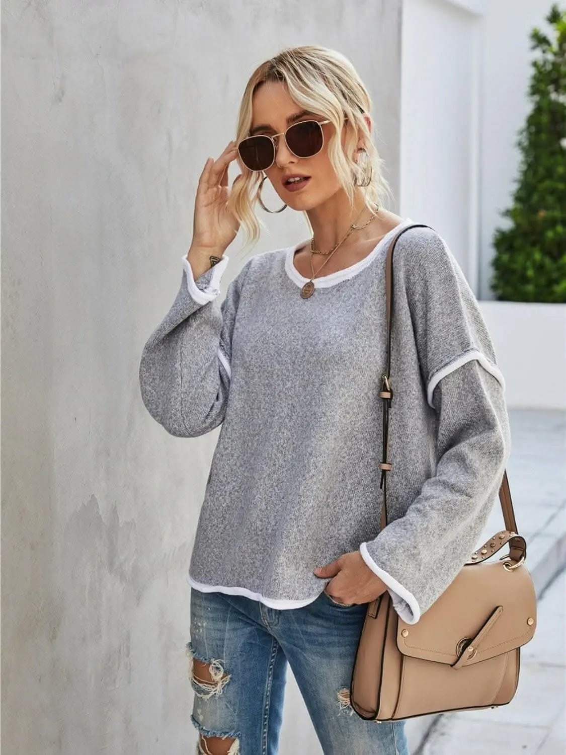 Chic dropped shoulder sweater - Love Salve 