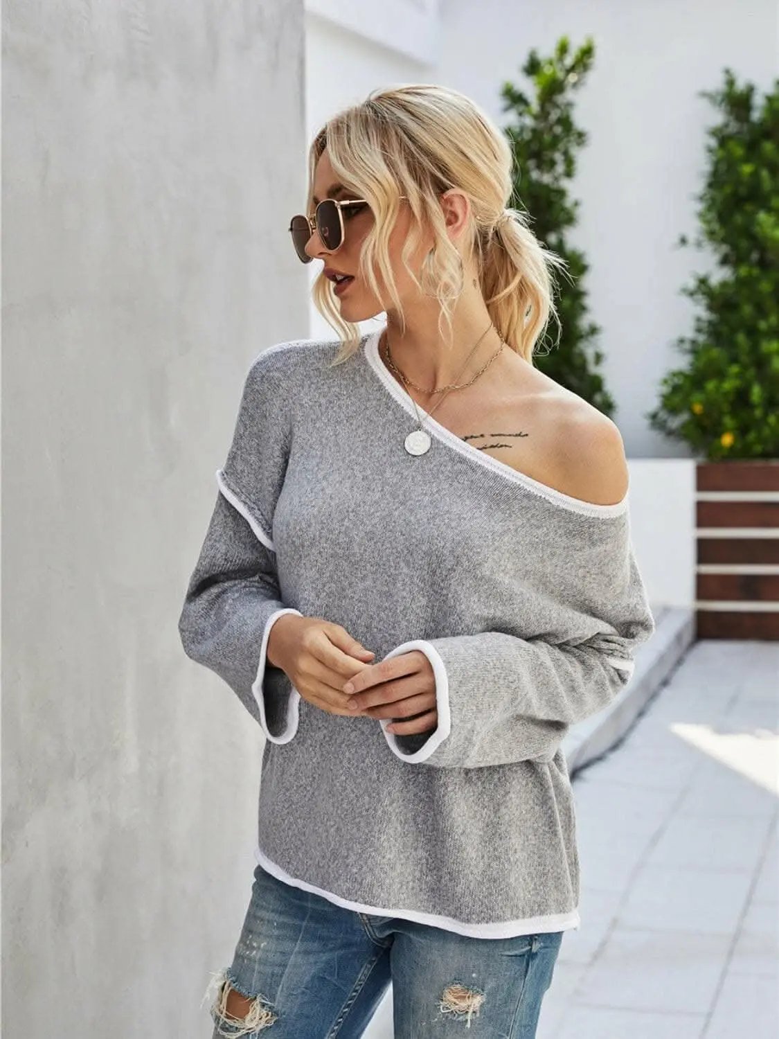 Chic dropped shoulder sweater - Love Salve 