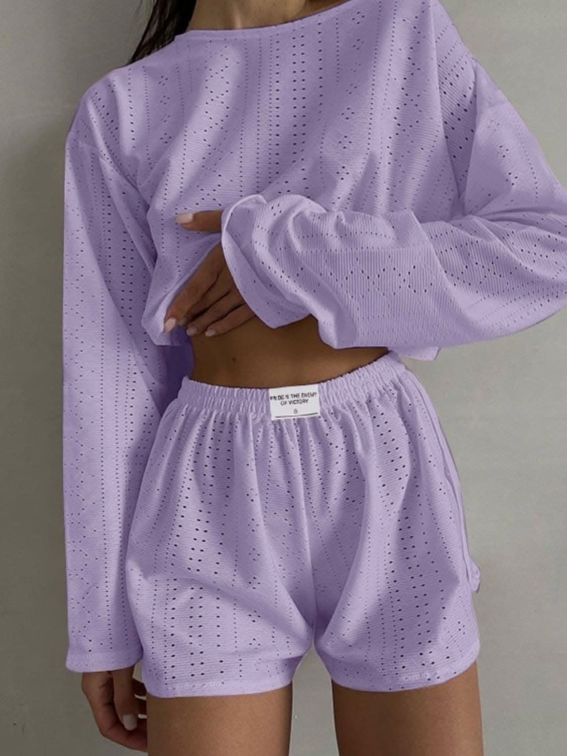 Chic eyelet two-piece set 