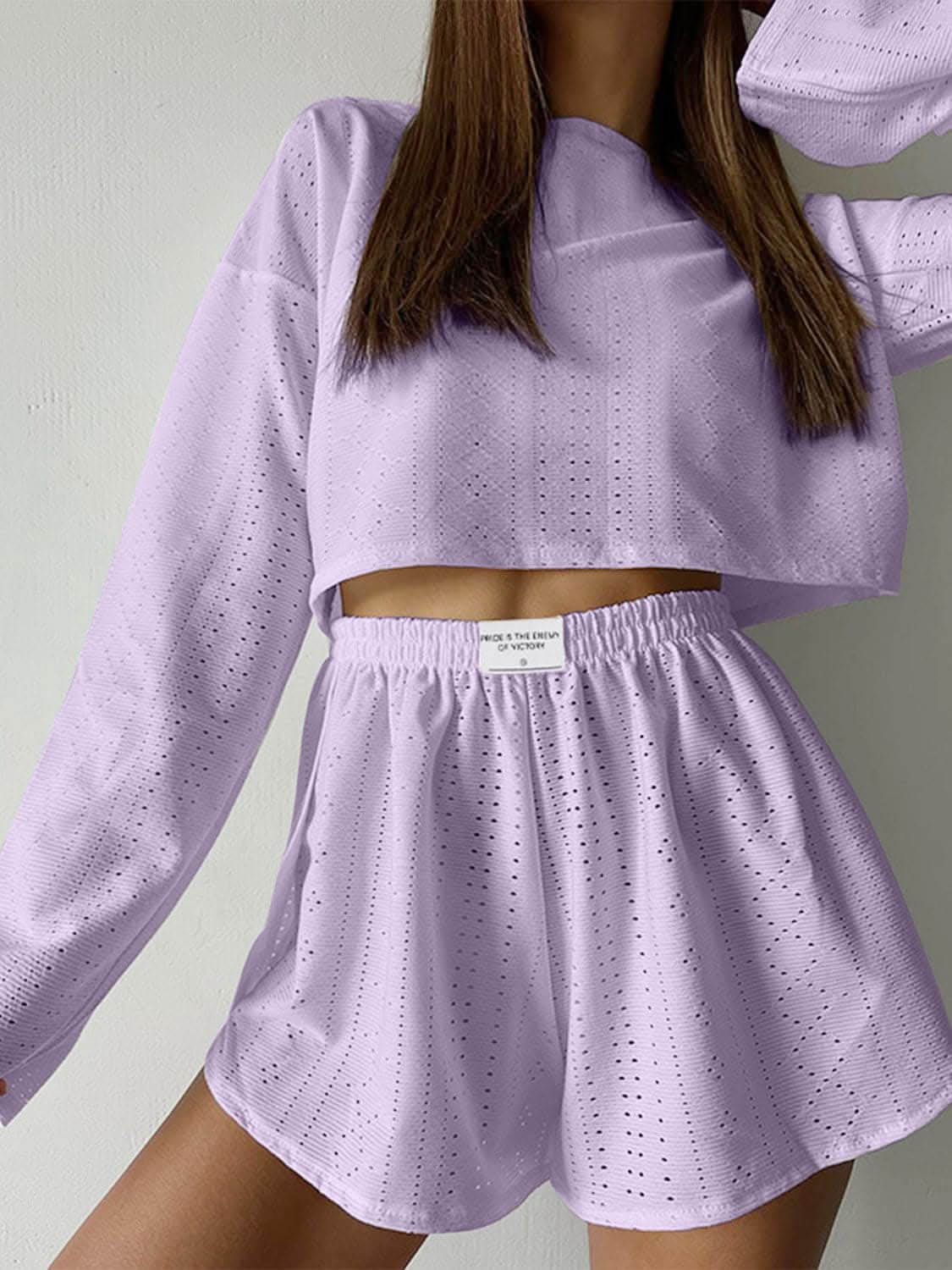 Chic eyelet two-piece set 