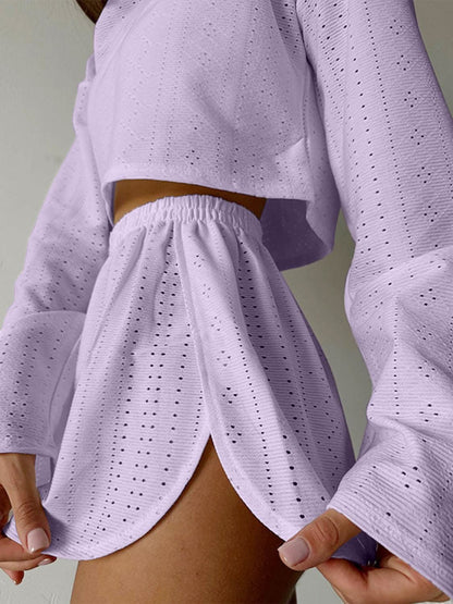Chic eyelet two-piece set 