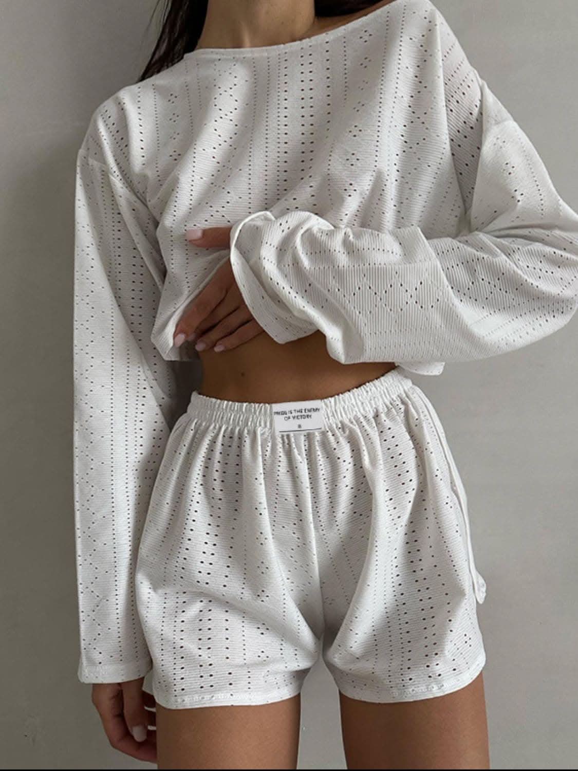 Chic eyelet two-piece set 