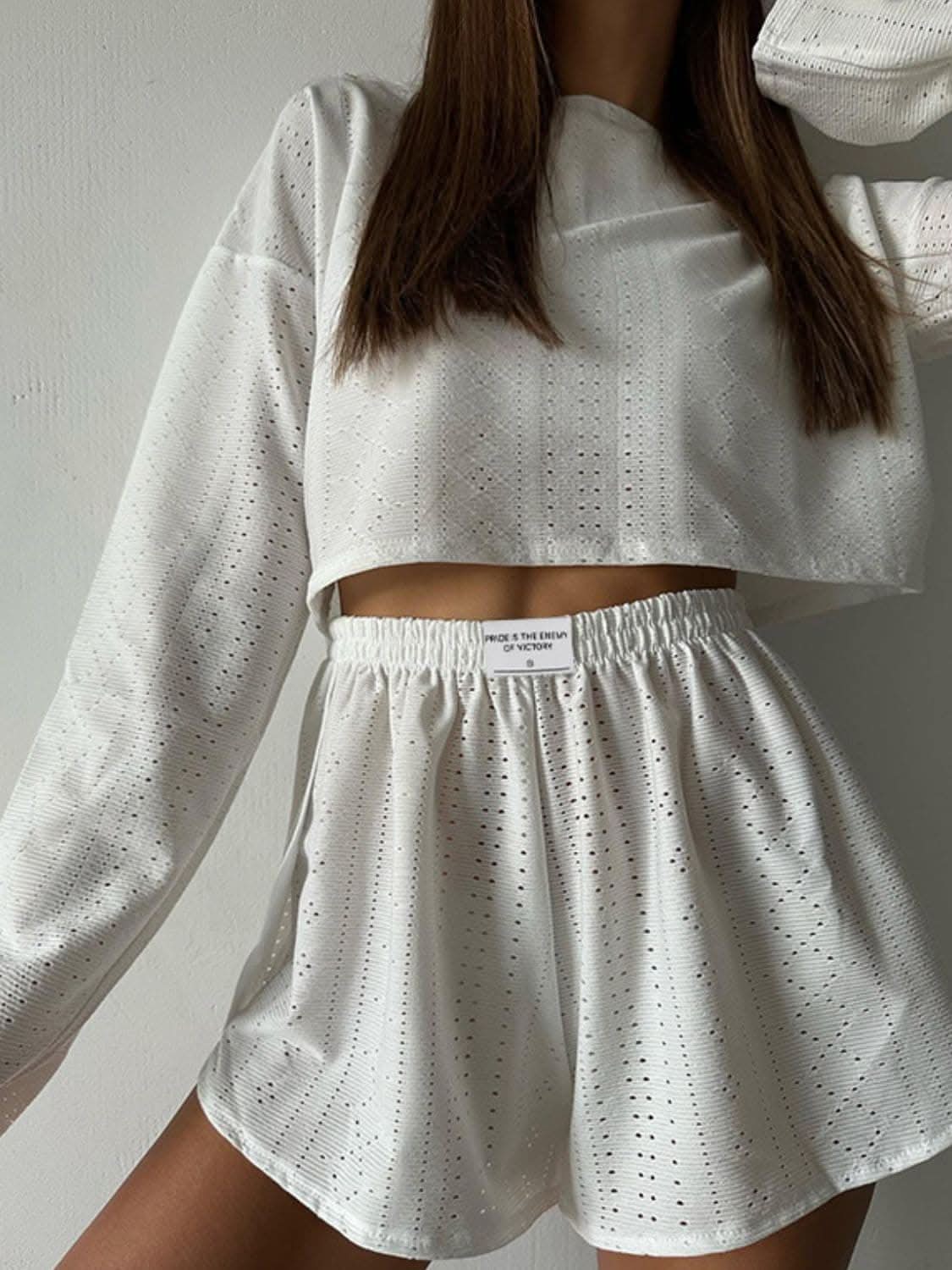 Chic eyelet two-piece set 