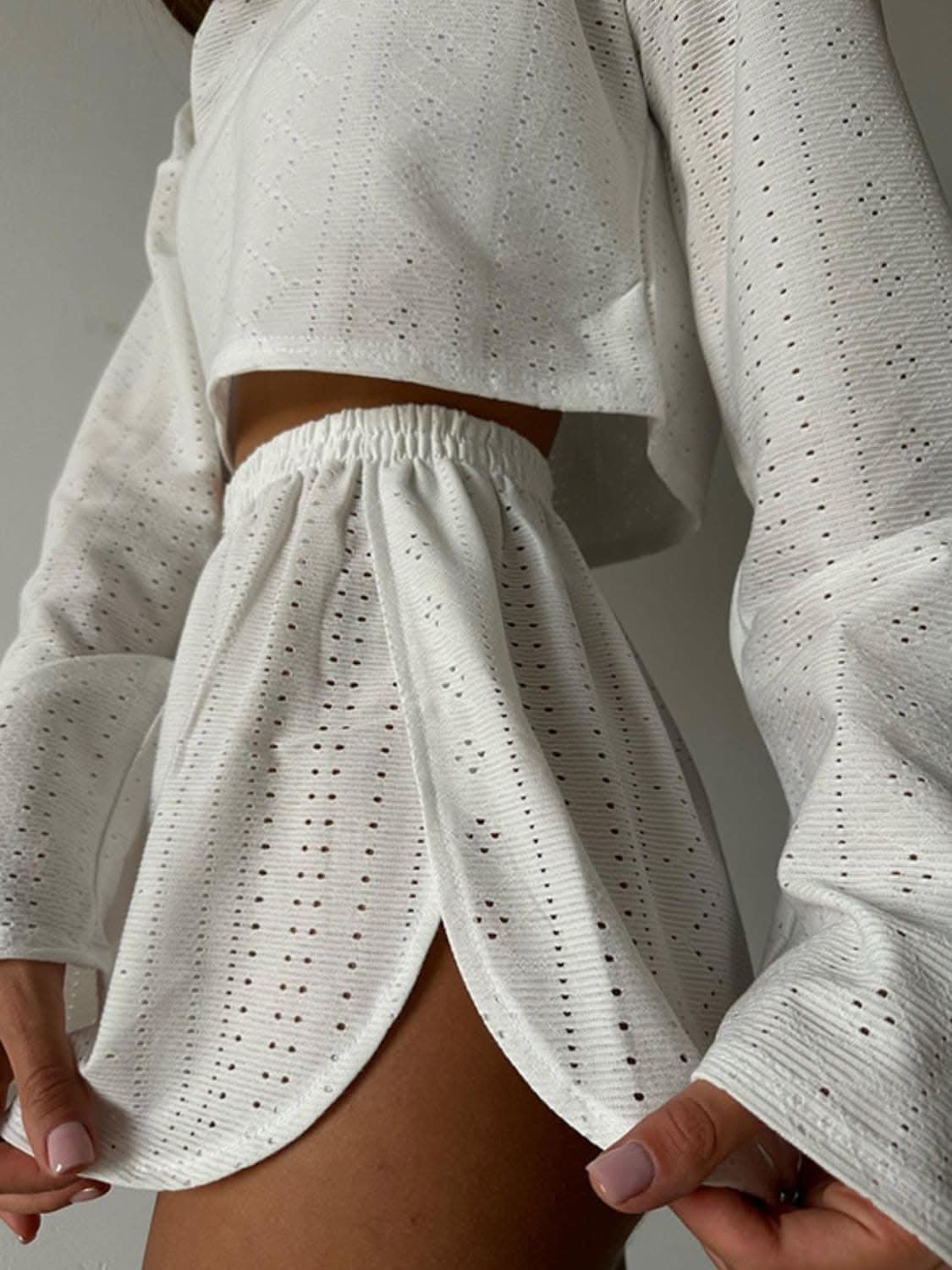 Chic eyelet two-piece set 
