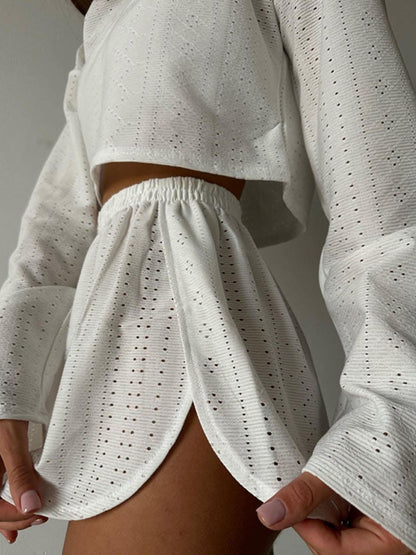 Chic eyelet two-piece set 