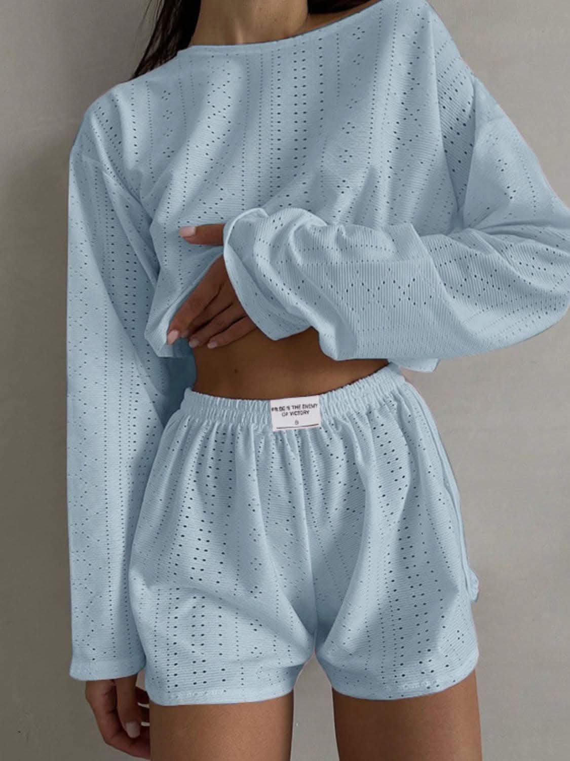 Chic eyelet two-piece set 
