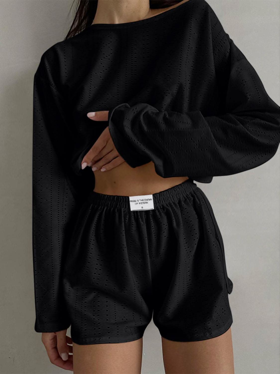 Chic eyelet two-piece set 
