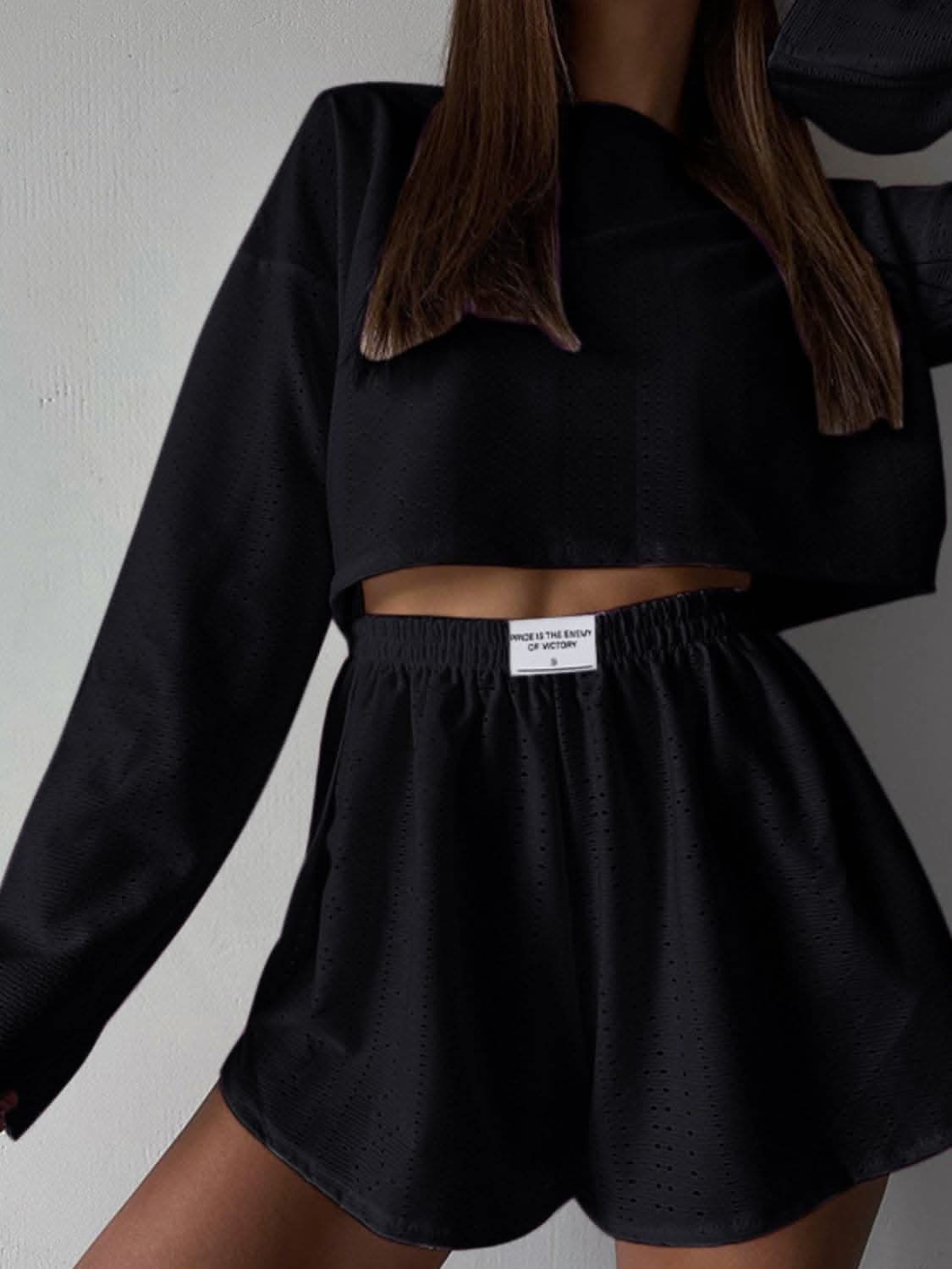 Chic eyelet two-piece set 