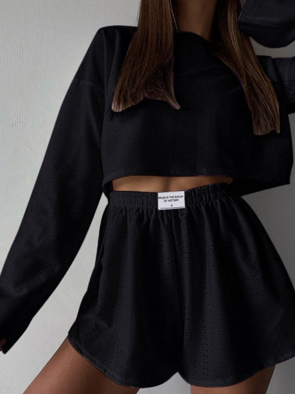 Chic eyelet two-piece set 