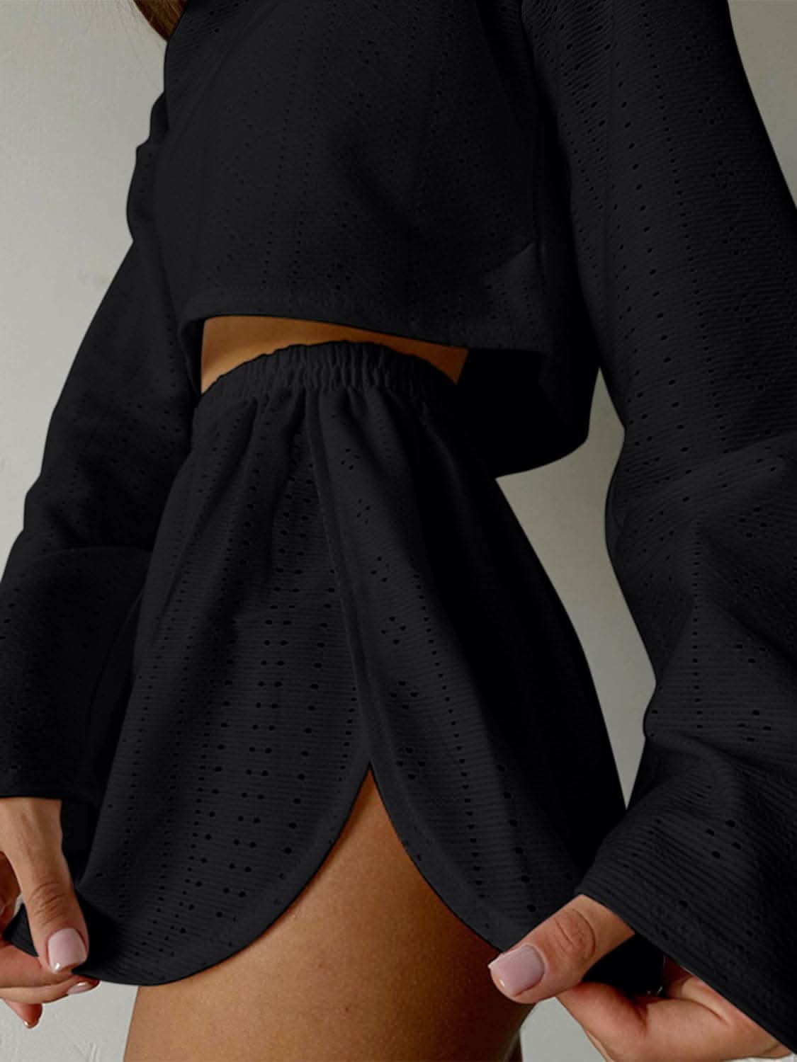 Chic eyelet two-piece set 