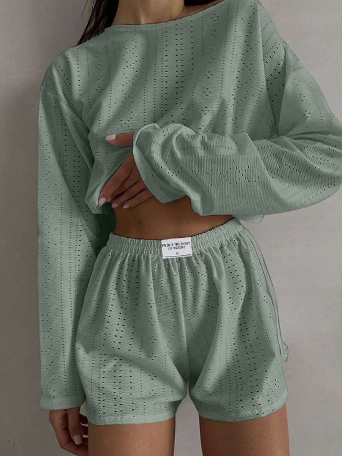 Chic eyelet two-piece set 