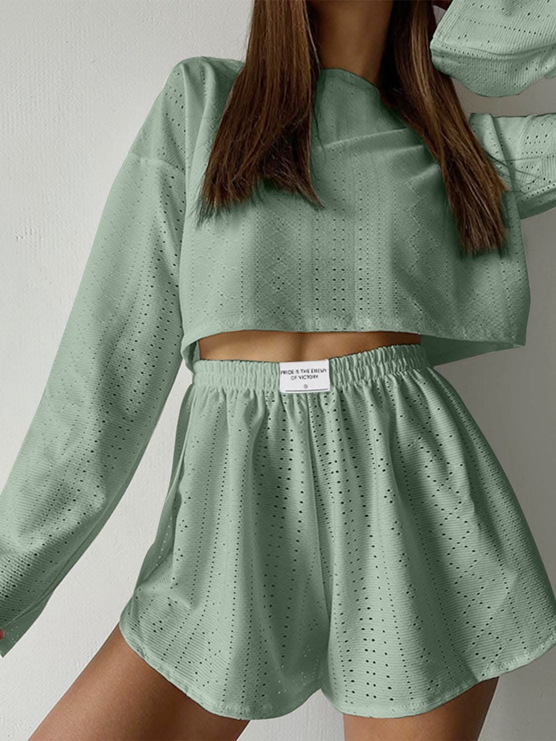 Chic eyelet two-piece set 