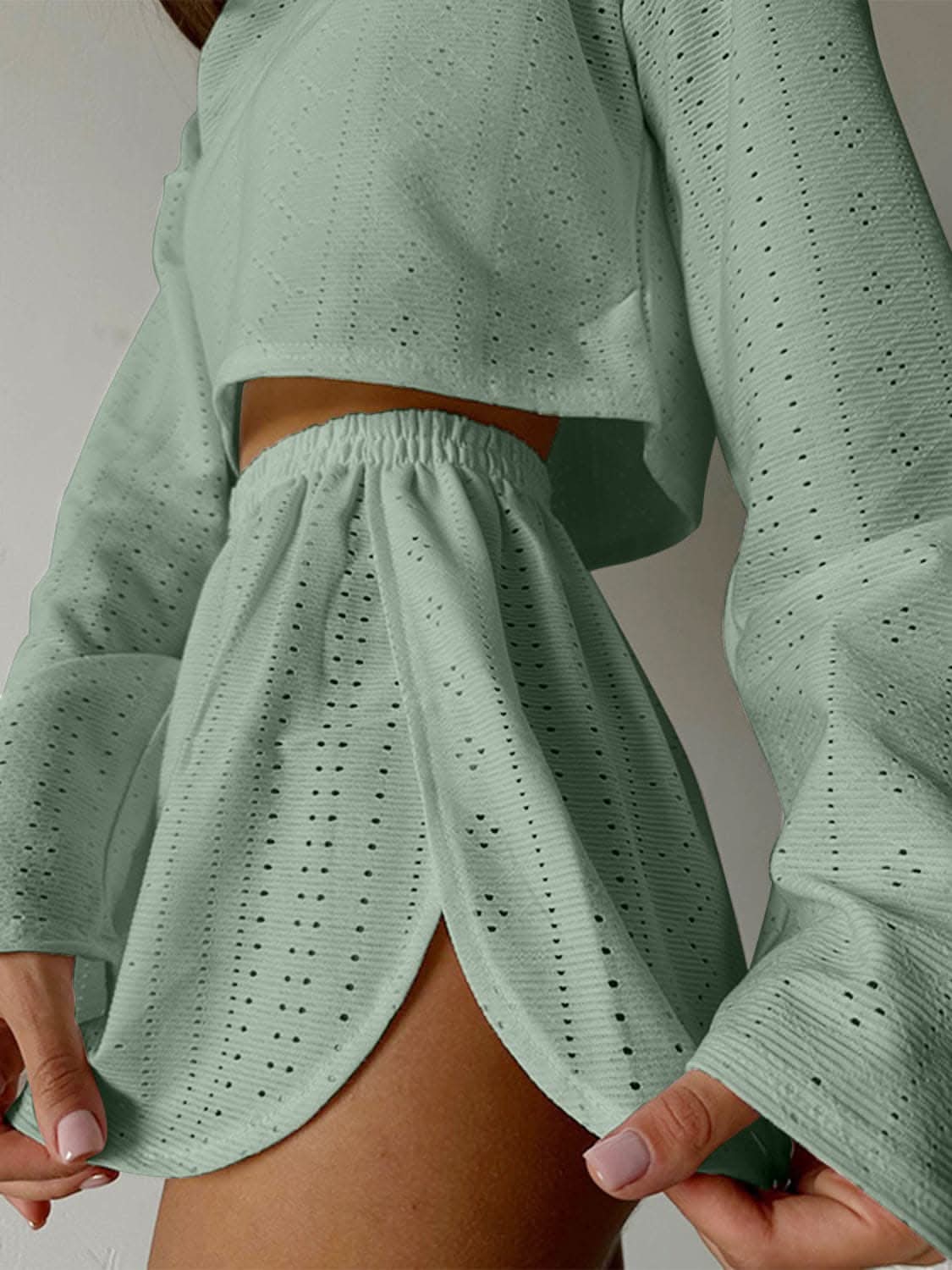 Chic eyelet two-piece set 