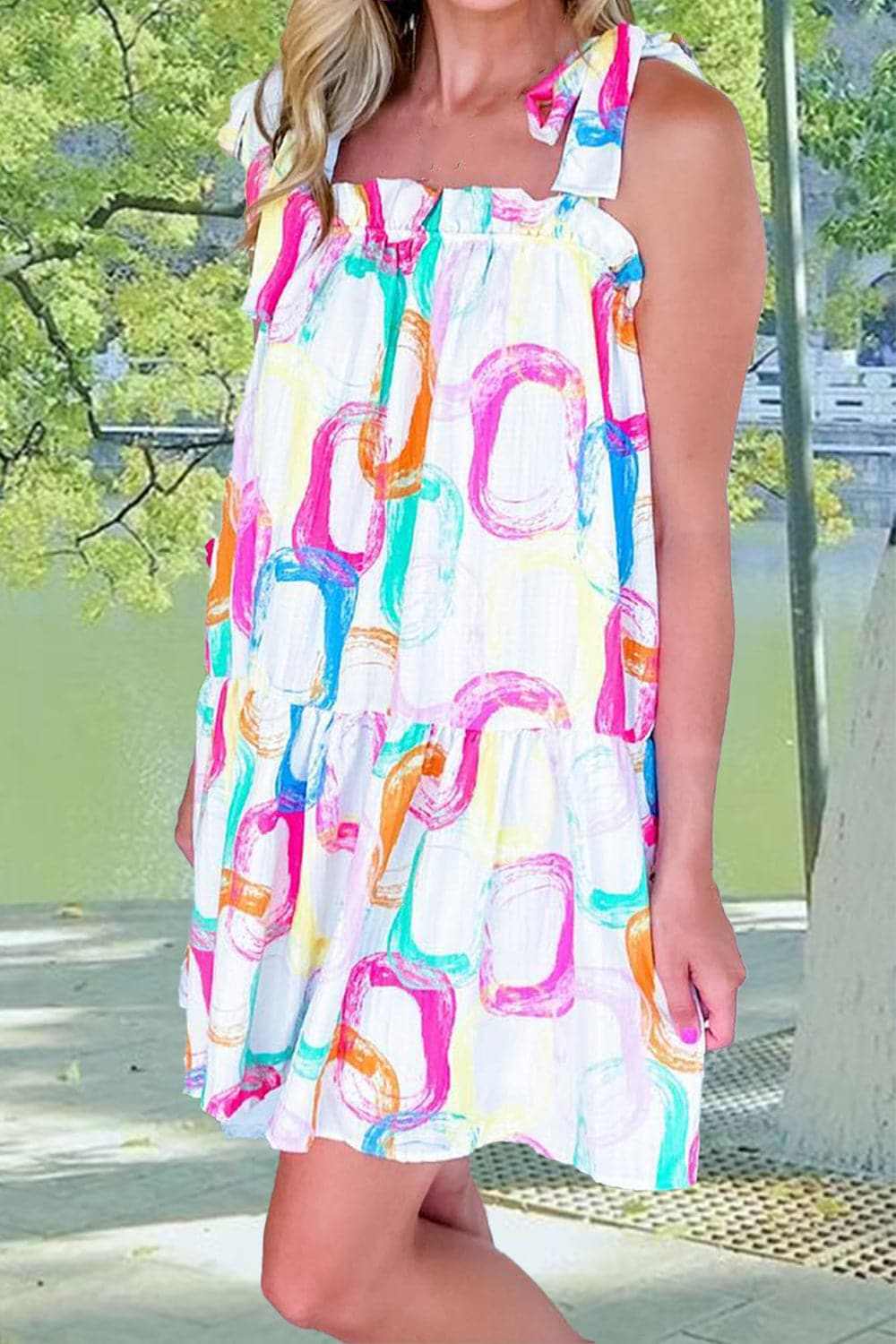 Chic floral mini dress with sheer details - Love Salve 