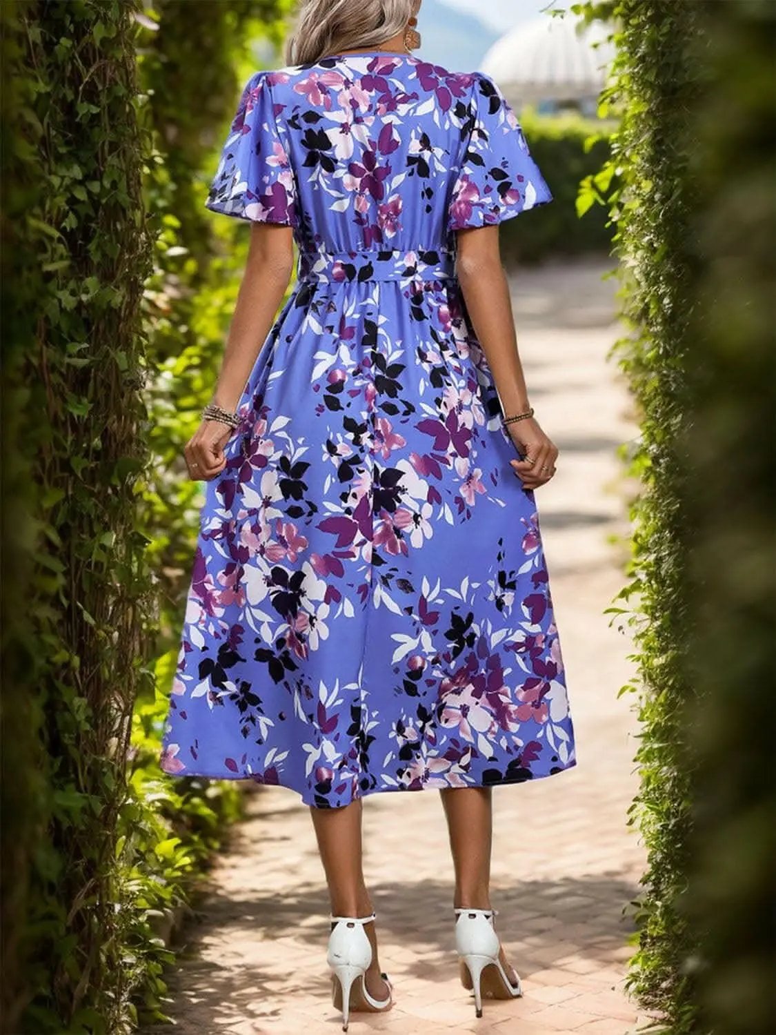 Chic floral wrap midi dress - Love Salve 