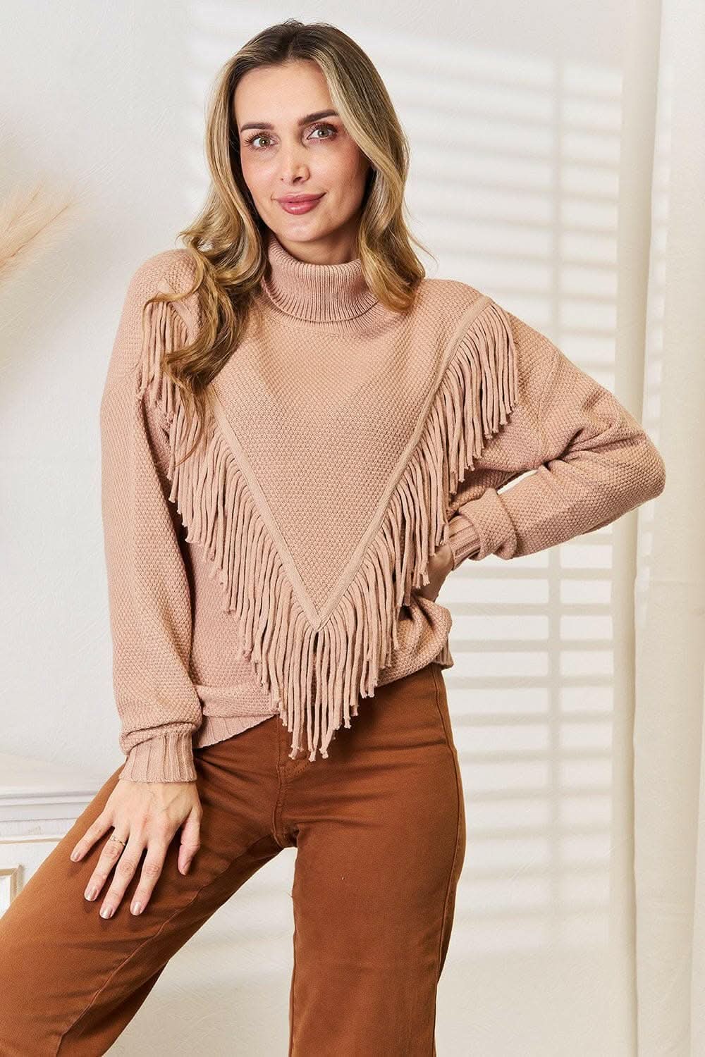 Chic fringe turtleneck sweater - Love Salve 