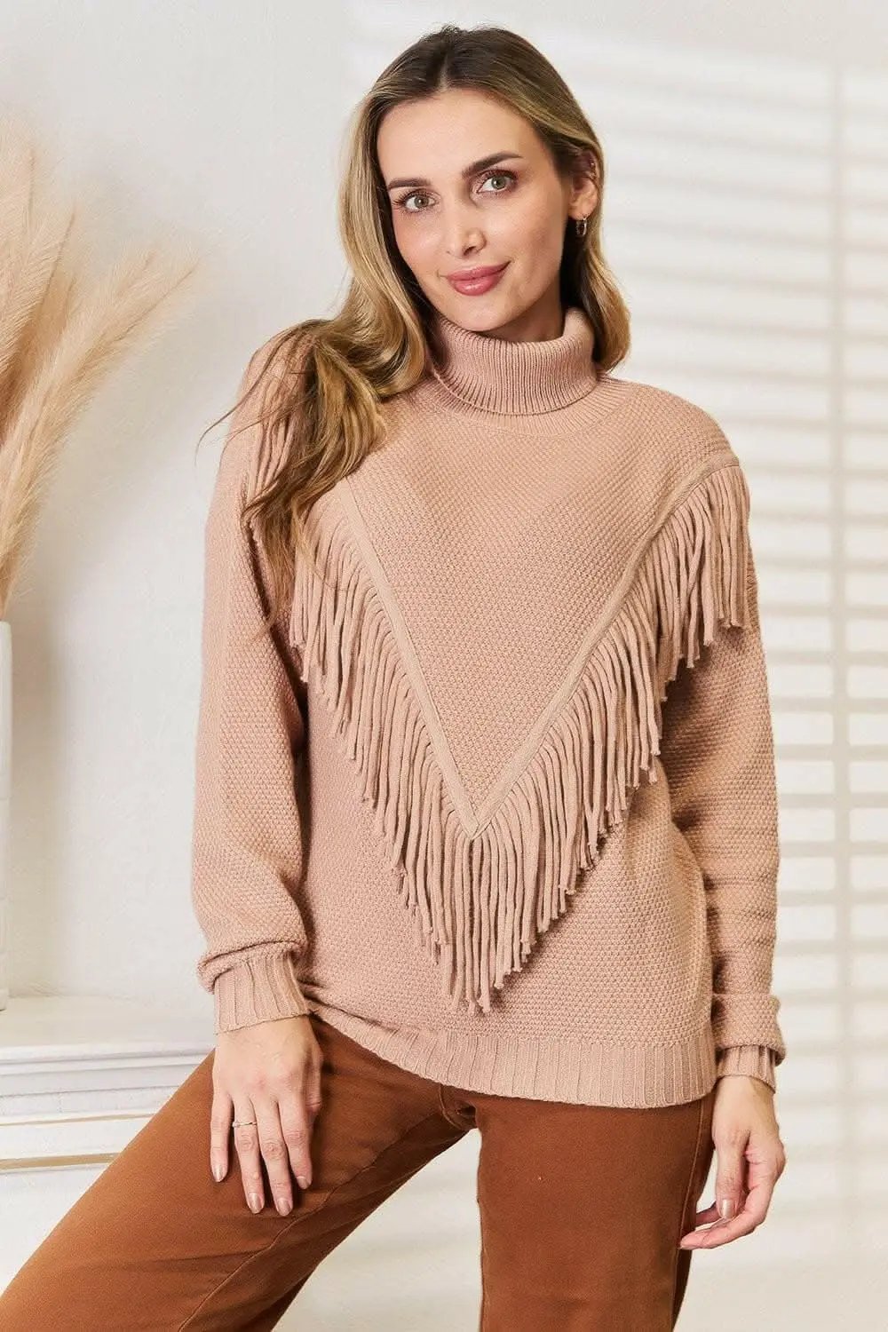 Chic fringe turtleneck sweater - Love Salve 
