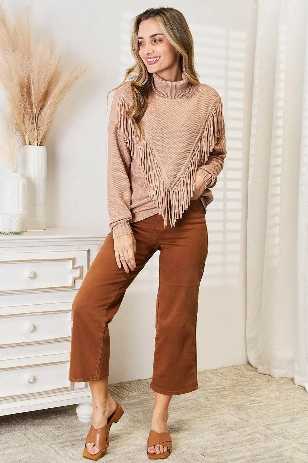 Chic fringe turtleneck sweater - Love Salve 