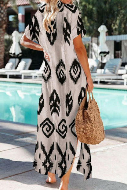 Chic geometric short sleeve cover-up 