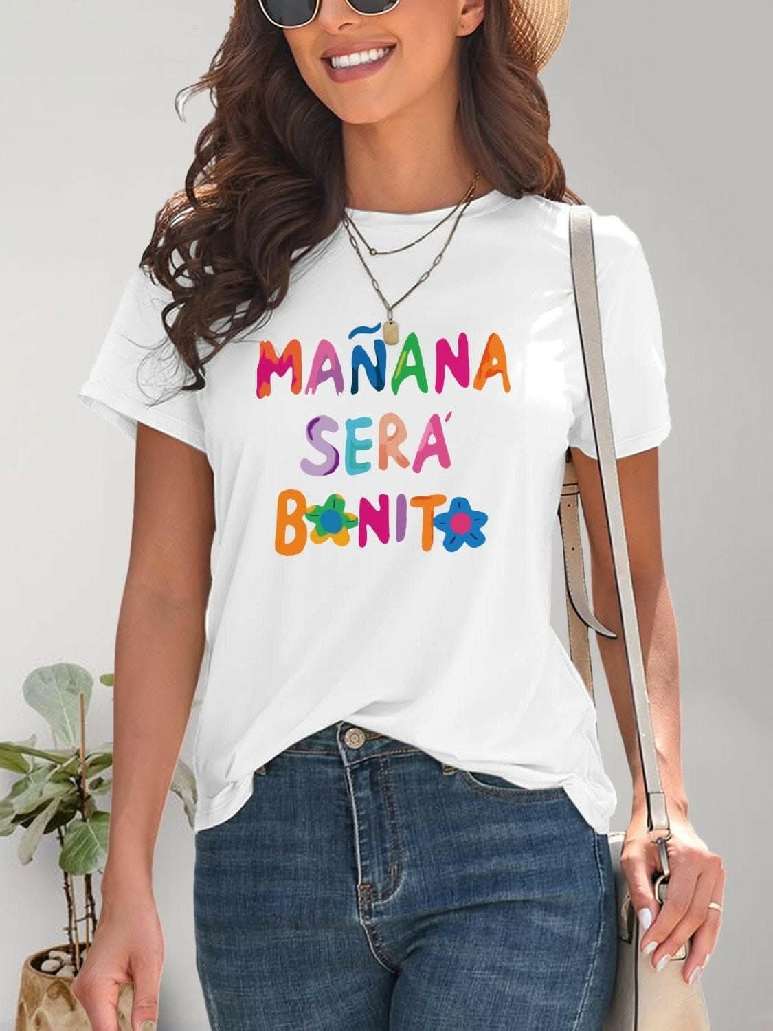 Chic graphic print short sleeve tee - Love Salve 