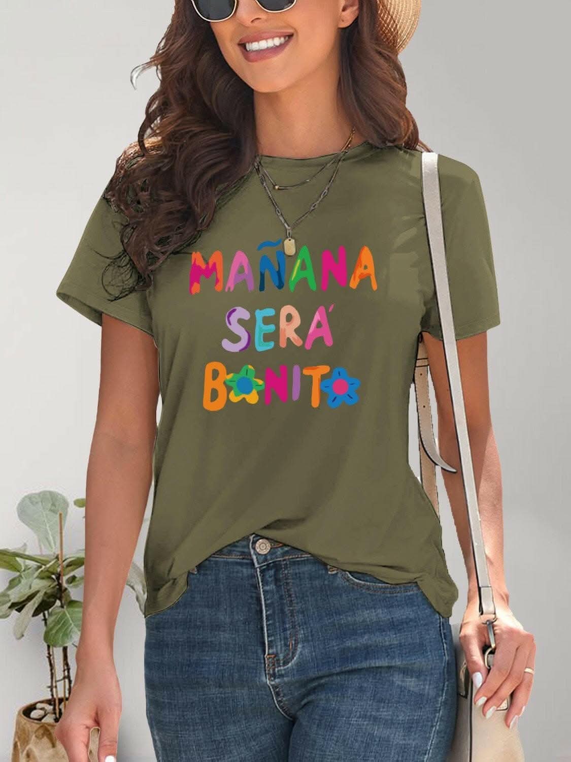 Chic graphic print short sleeve tee - Love Salve 