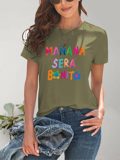 Chic graphic print short sleeve tee - Love Salve 