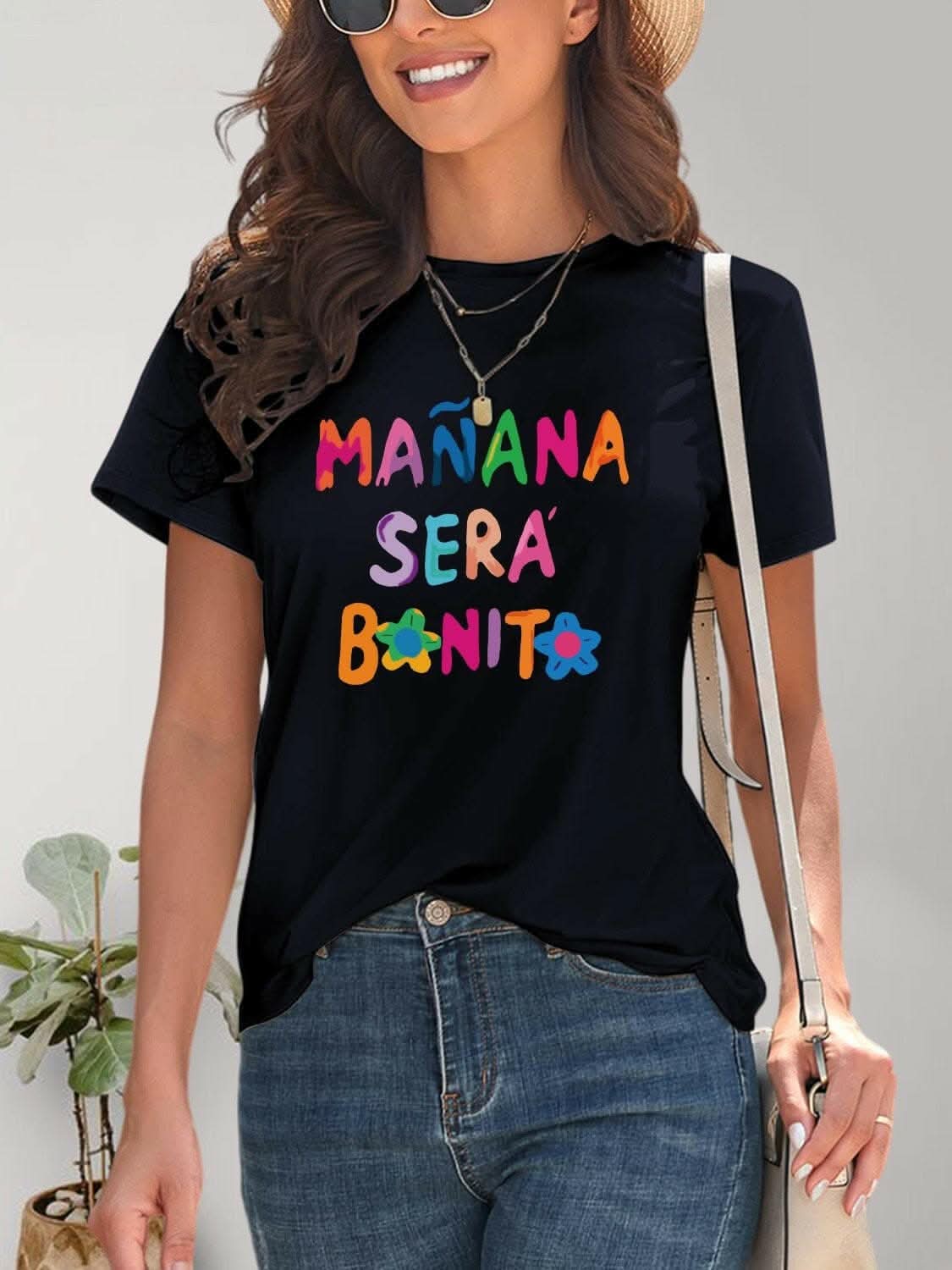 Chic graphic print short sleeve tee - Love Salve 