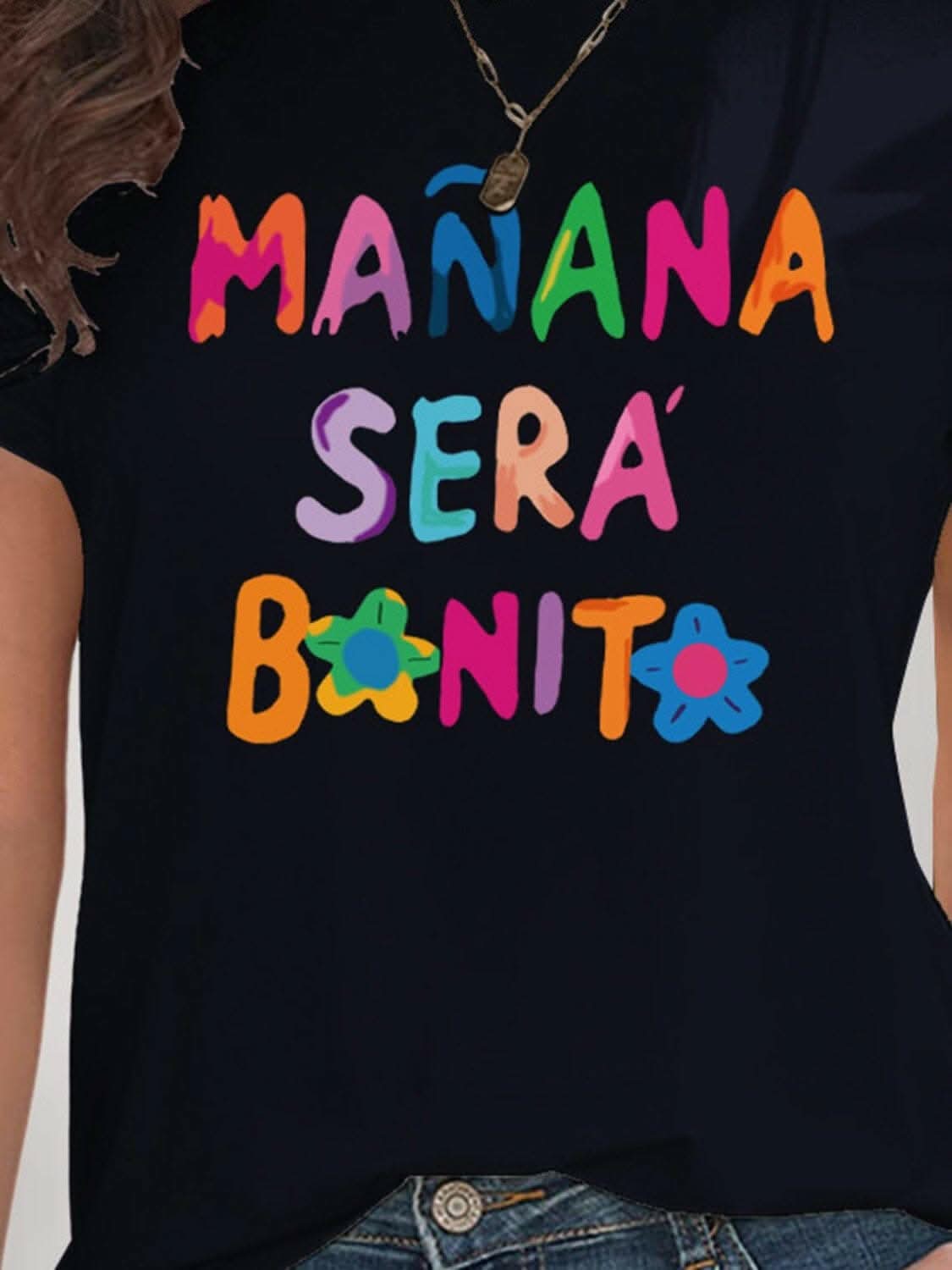 Chic graphic print short sleeve tee - Love Salve 