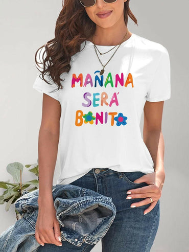 Chic graphic print short sleeve tee - Love Salve 