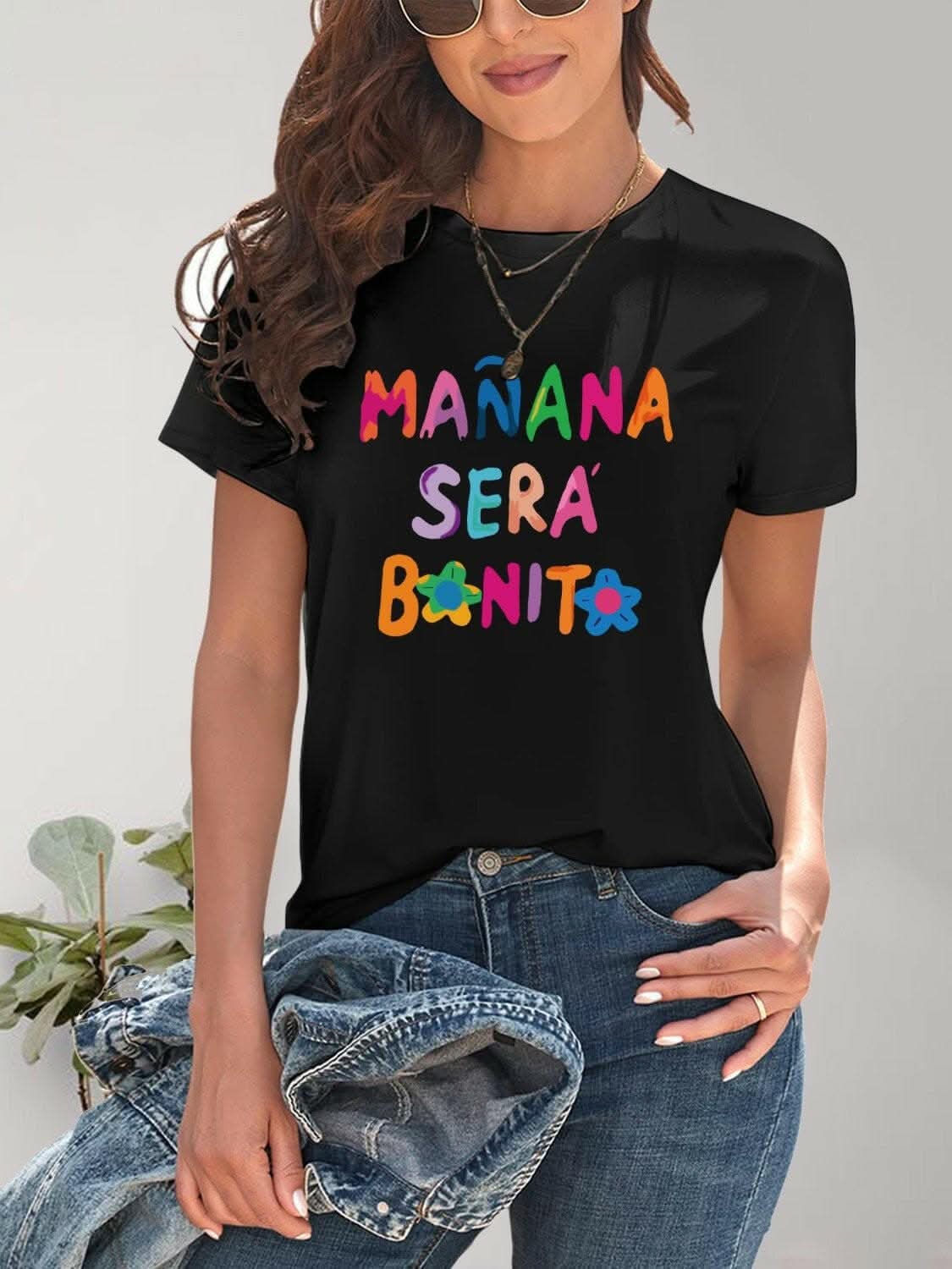 Chic graphic print short sleeve tee - Love Salve 