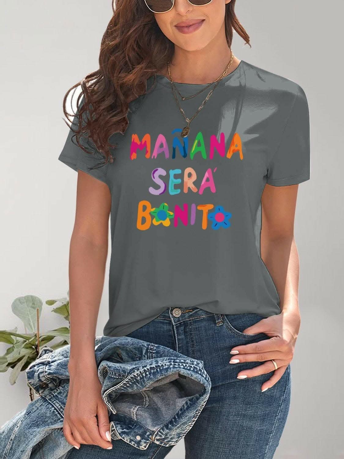 Chic graphic print short sleeve tee - Love Salve 