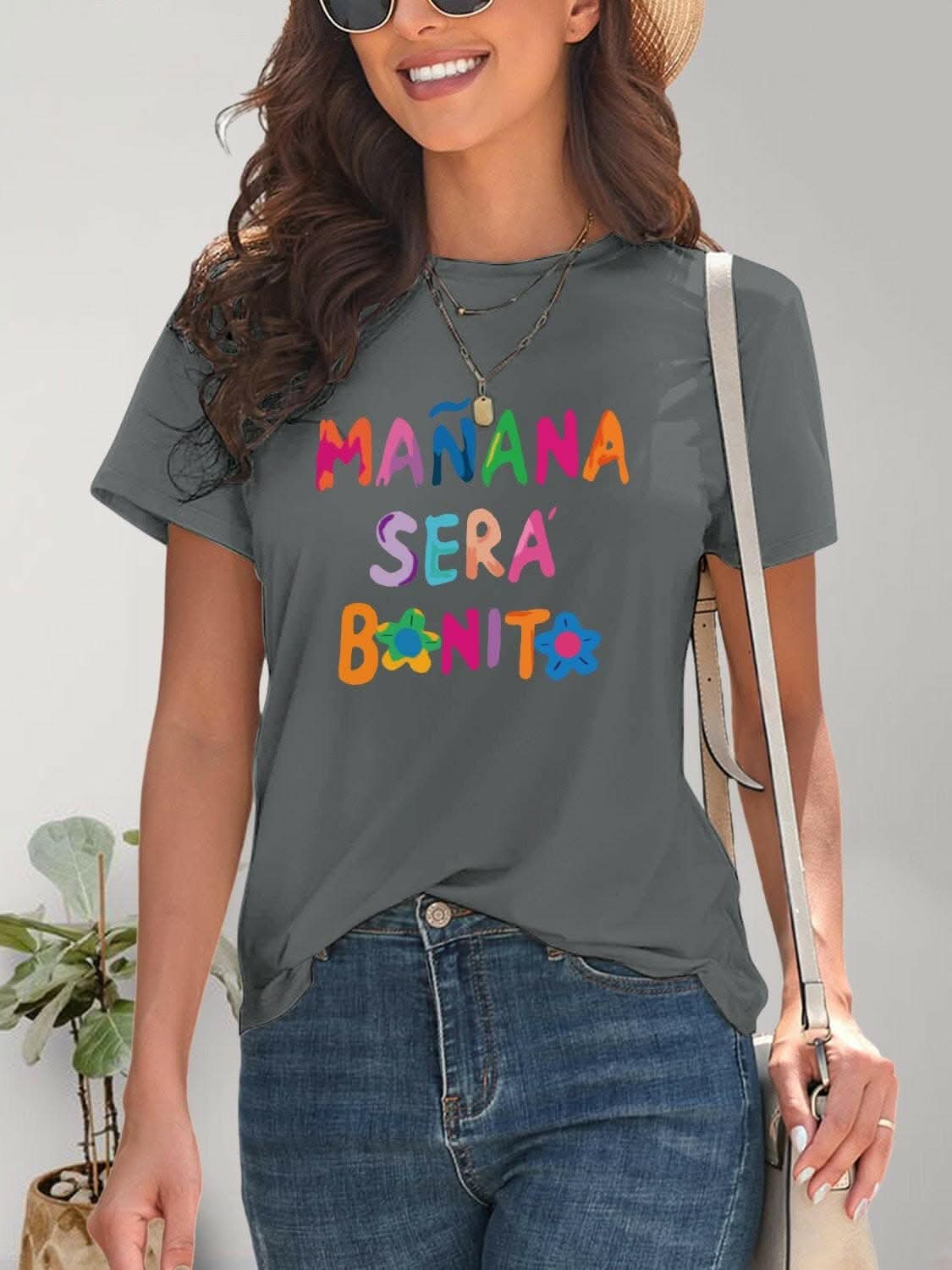 Chic graphic print short sleeve tee - Love Salve 