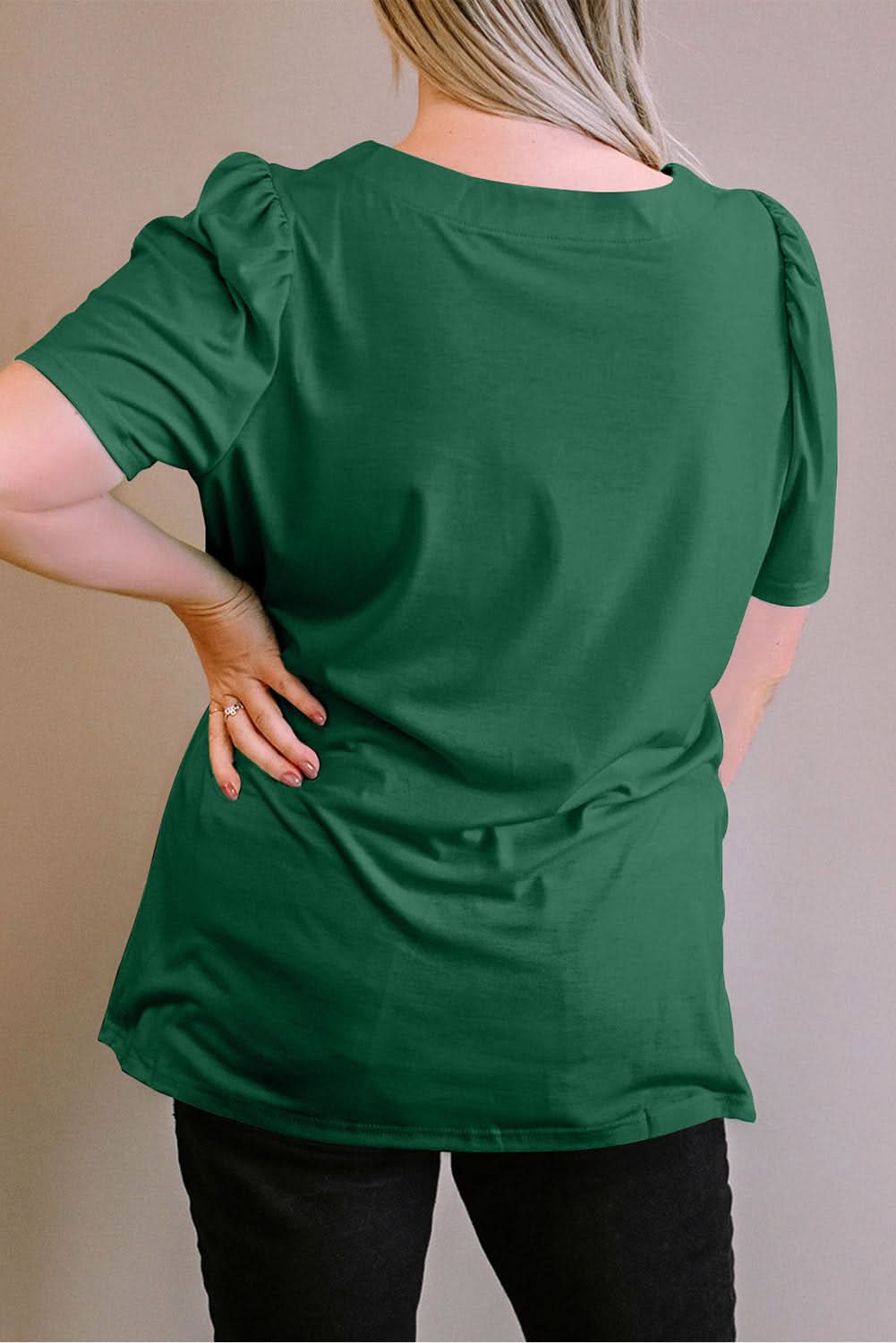 Chic green plus size square neck top - Love Salve 