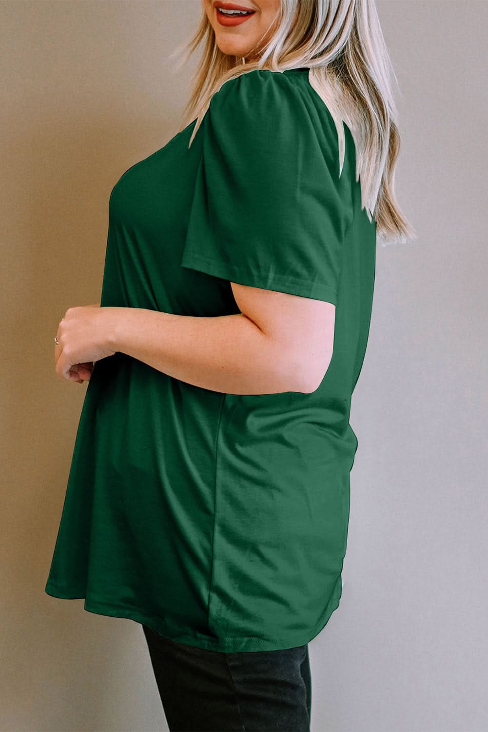 Chic green plus size square neck top - Love Salve 