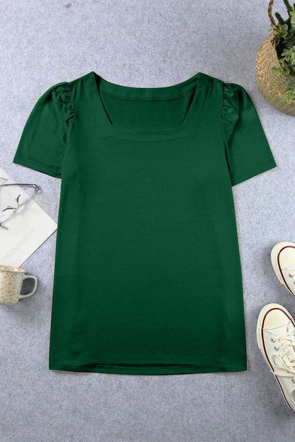 Chic green plus size square neck top - Love Salve 