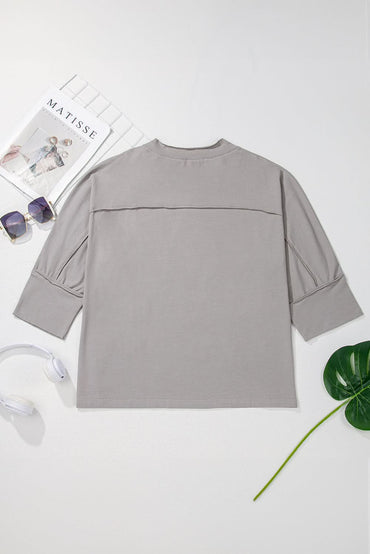 Chic grey floral star top - plus sizes 