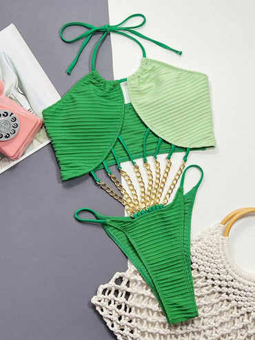 Chic grommet halter swimsuit - Love Salve 