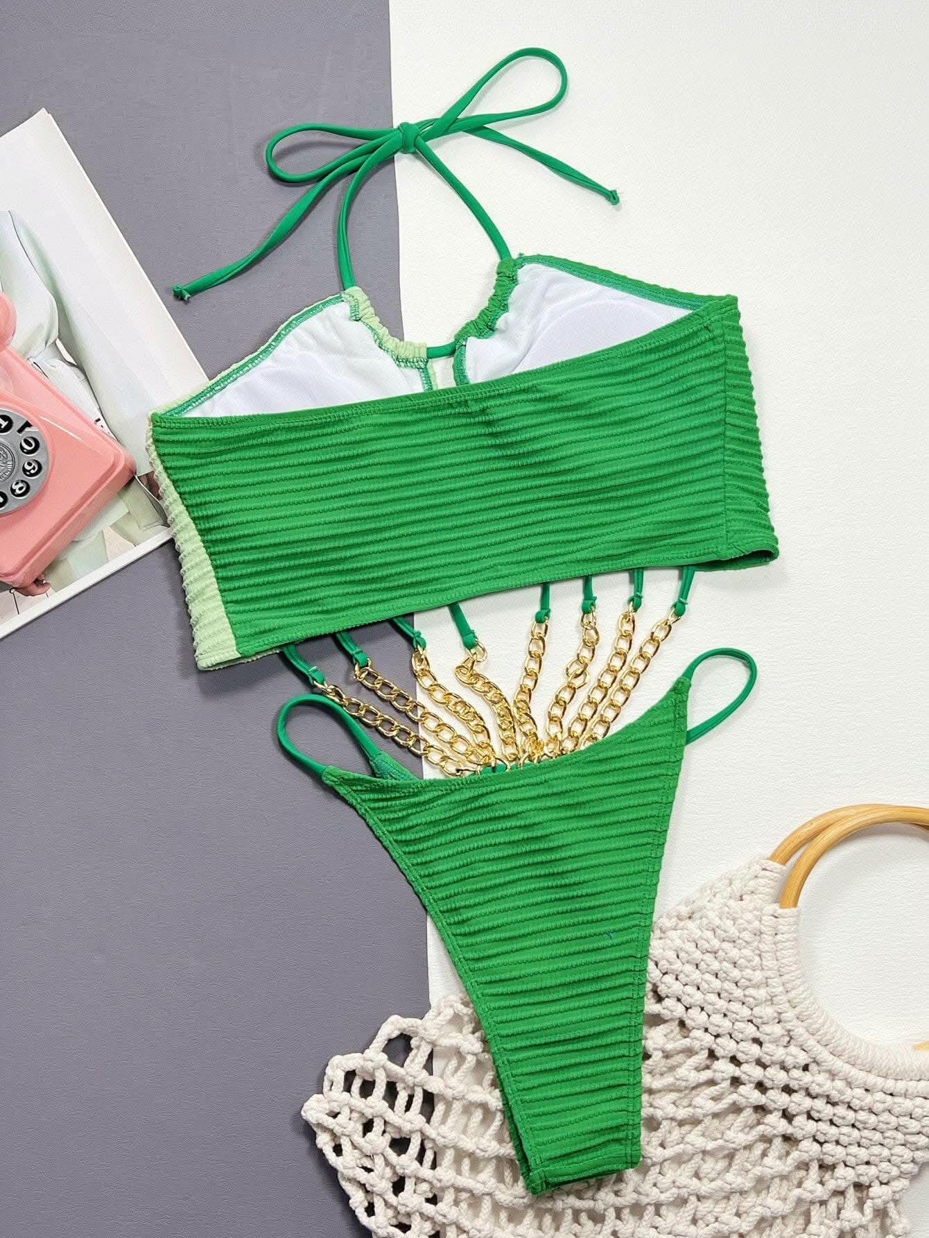 Chic grommet halter swimsuit - Love Salve 